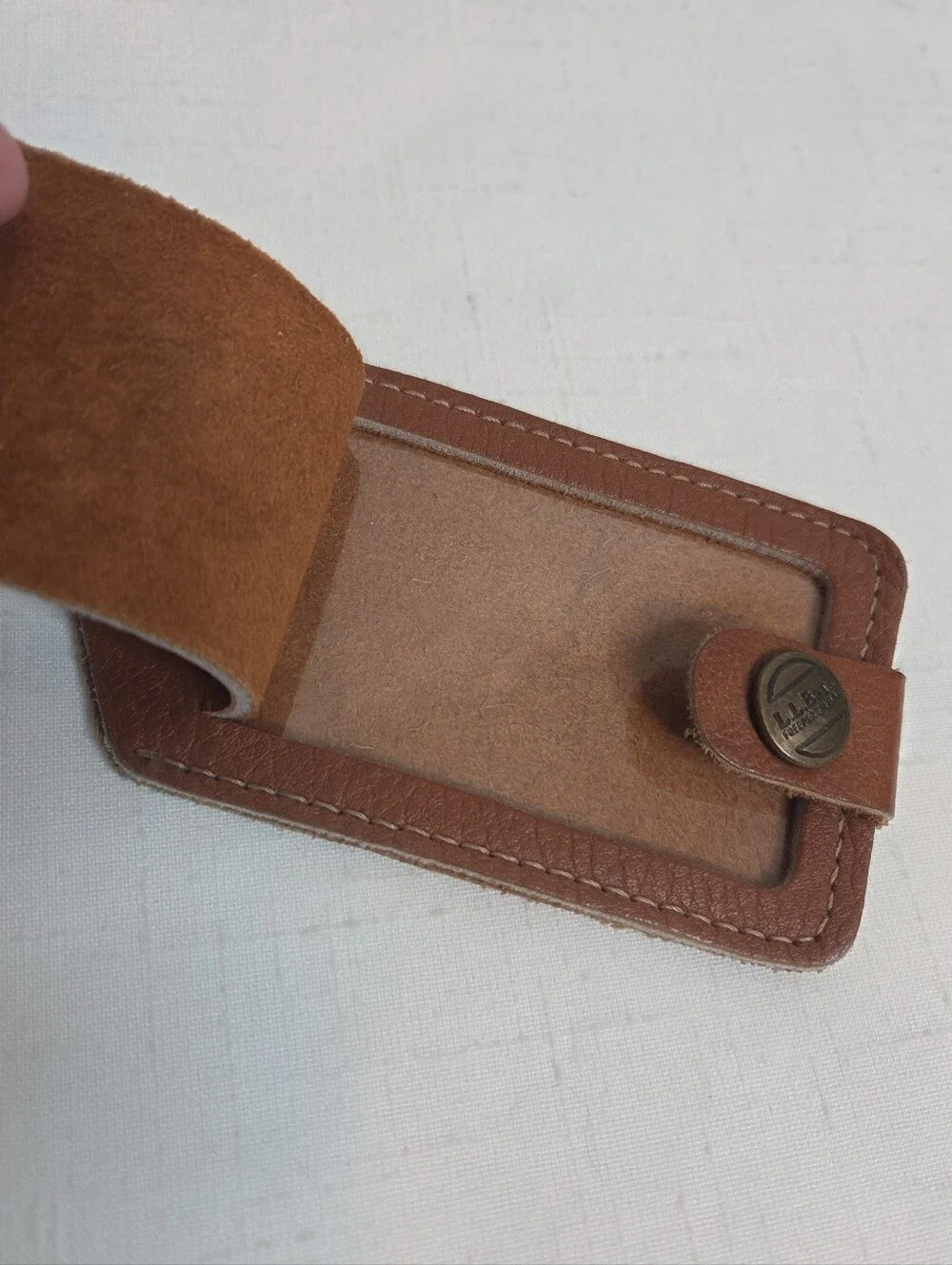 Vintage L.L.Bean Leather Luggage Tag Brown Travel ID Holder